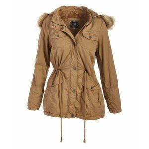 YMI Sherpa Lined Anorak Hooded Coat Estilo J1394 Camel Medium